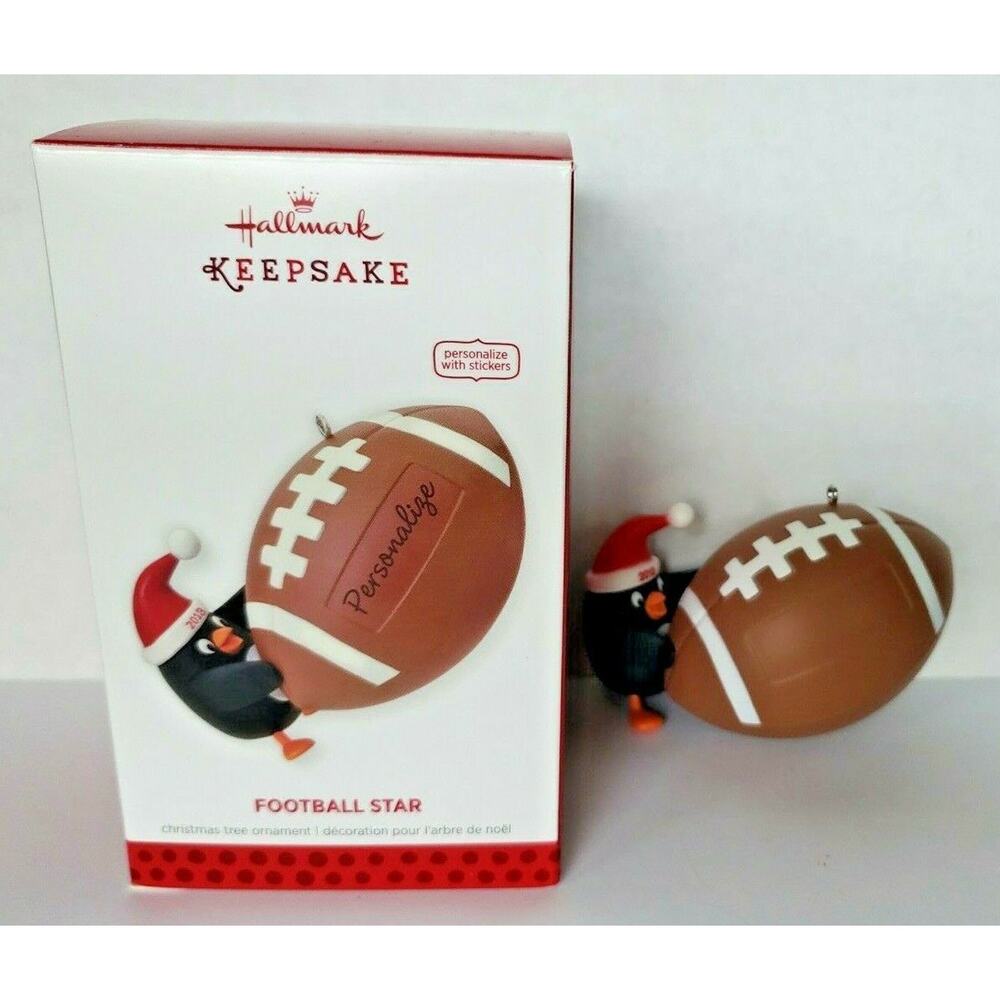 2013 Hallmark Keepsake "Football Star" Penguin Christmas‎ Ornament In Box U17